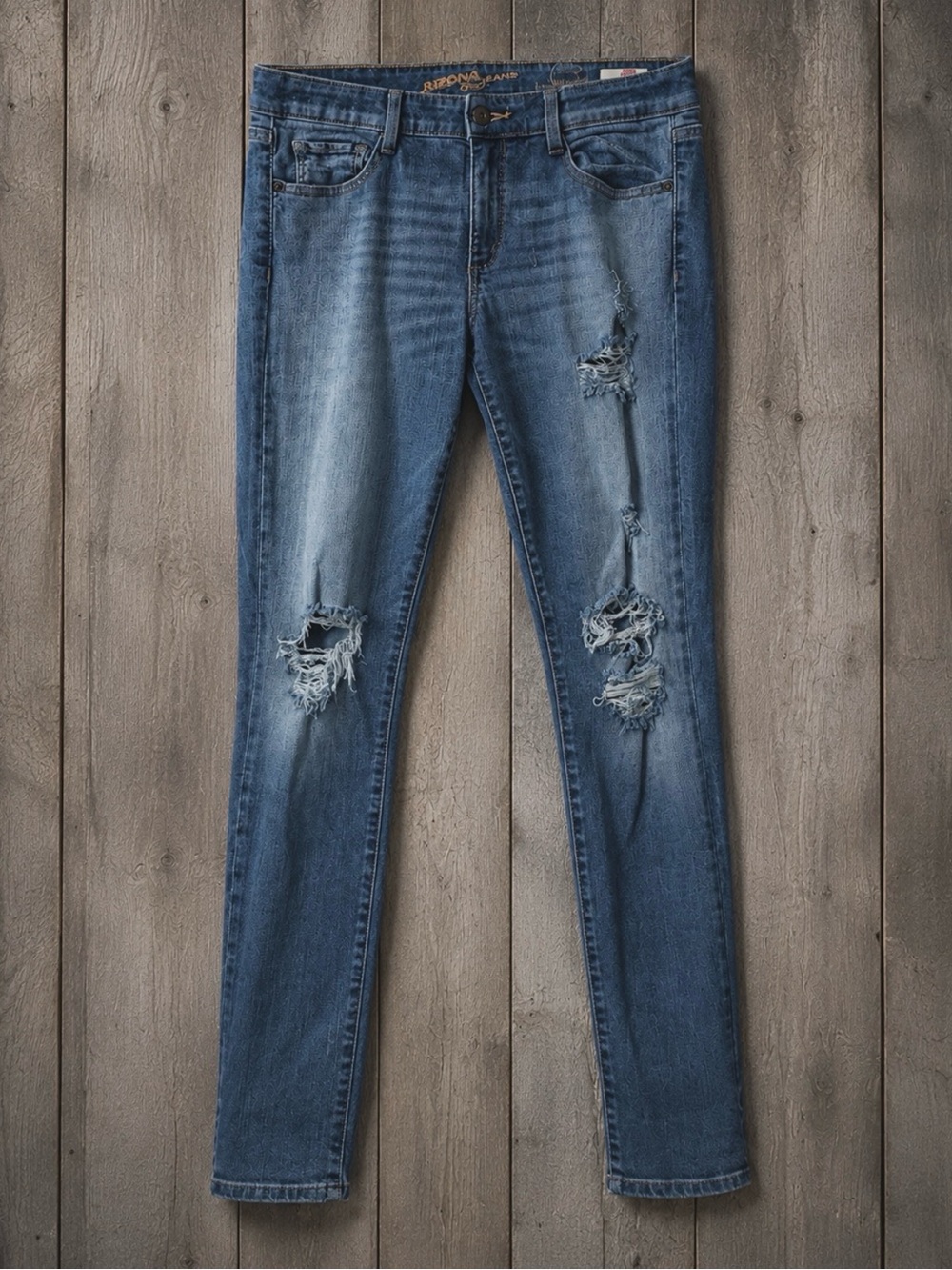Arizona Super Skinny Distressed Jeans | Size 11  Light Wash Denim